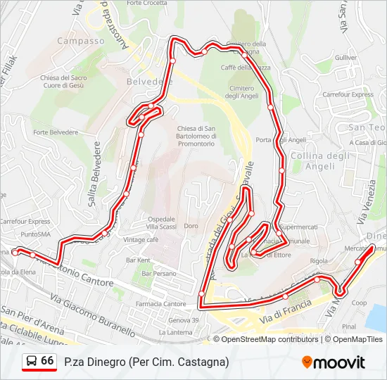 66 Bus Line Map