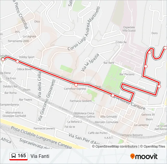 165 Bus Line Map