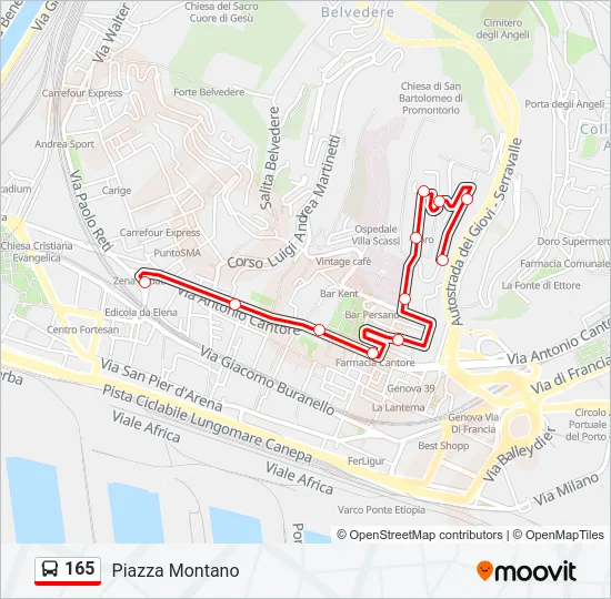 165 Bus Line Map