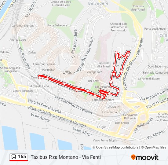 165 bus Line Map