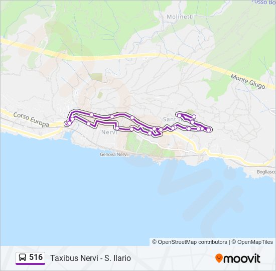 Percorso linea bus 516