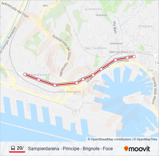 Percorso linea bus 20/