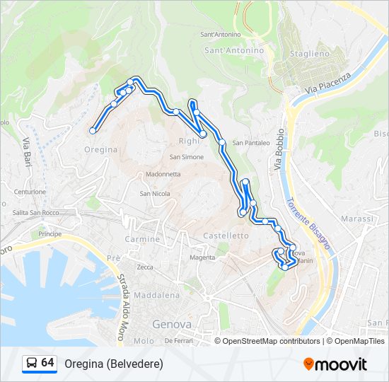 Percorso linea bus 64