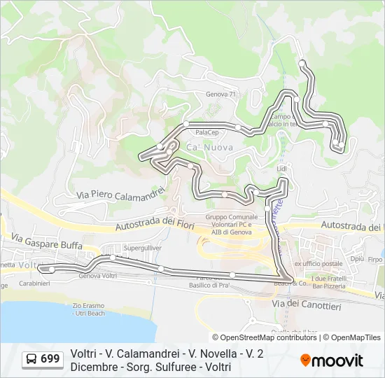 699 Bus Line Map