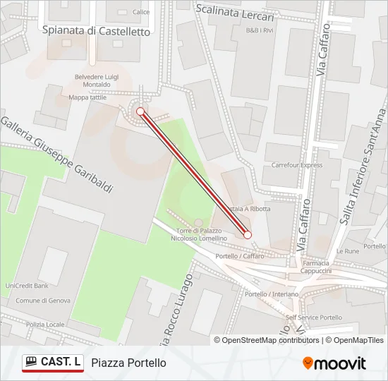 Percorso linea funicolare CAST. L