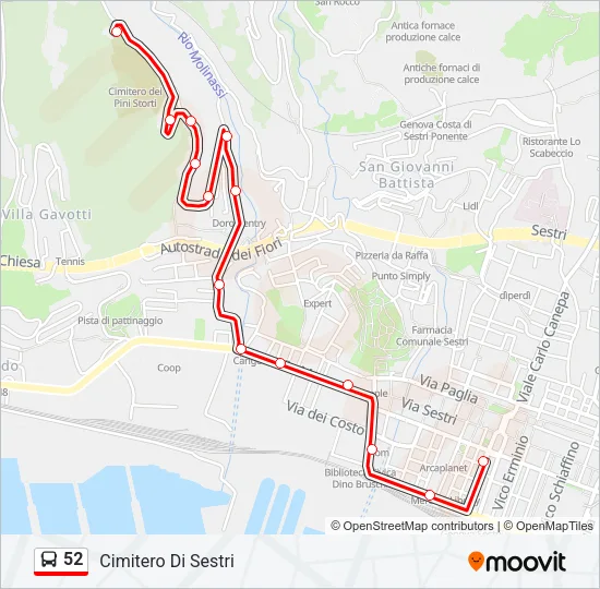 52 Bus Line Map