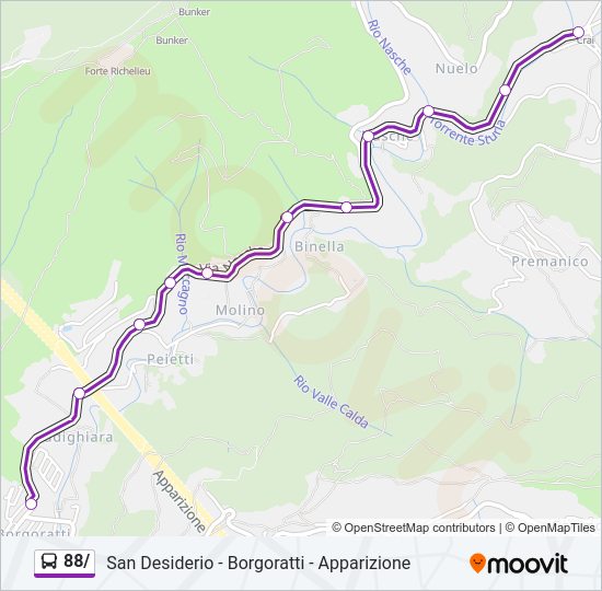 Percorso linea bus 88/