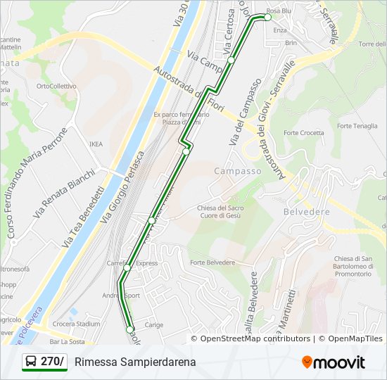 Percorso linea bus 270/