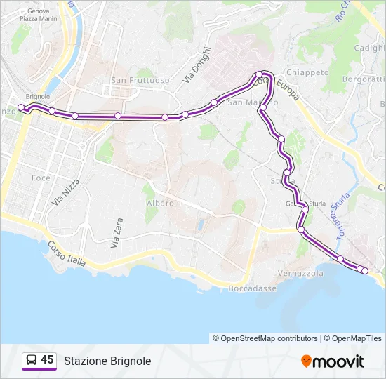 45 Bus Line Map