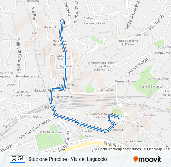 54 Bus Line Map