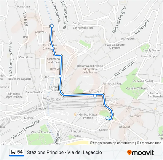 54 Bus Line Map