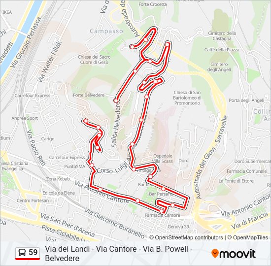 Percorso linea bus 59