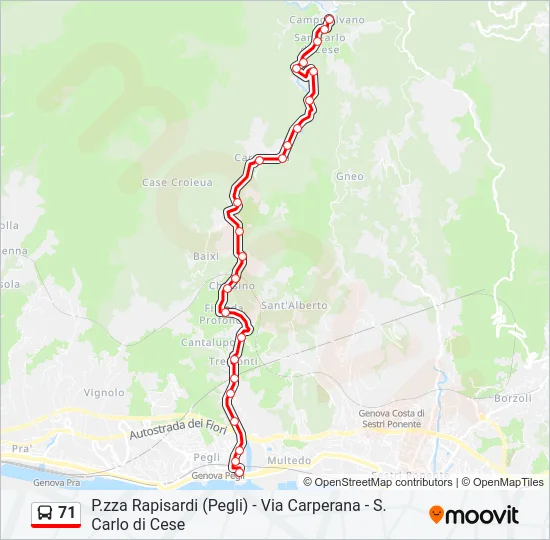 71 Bus Line Map