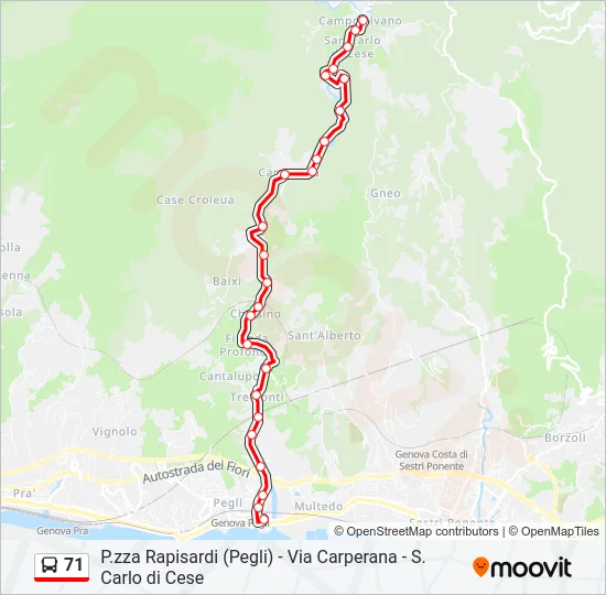 71 Bus Line Map