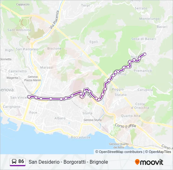 86 Bus Line Map