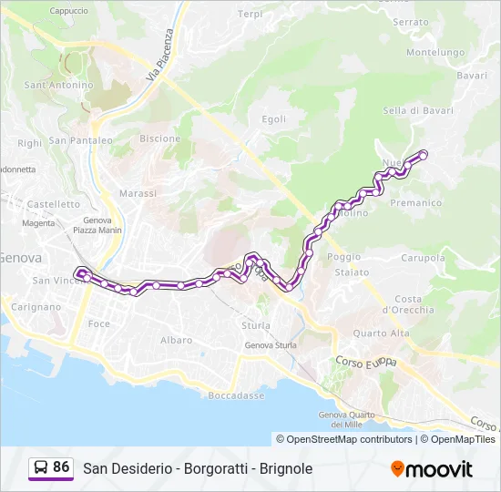 86 Bus Line Map