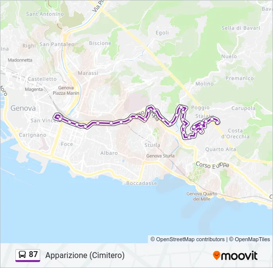 87 Bus Line Map