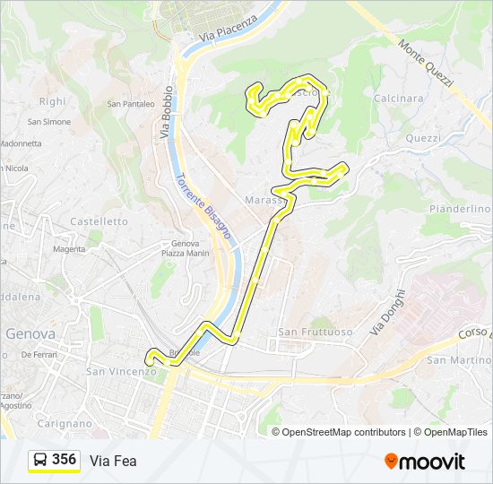 Percorso linea bus 356