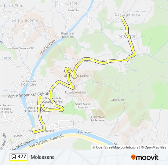 Percorso linea bus 477