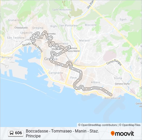 Percorso linea bus 606