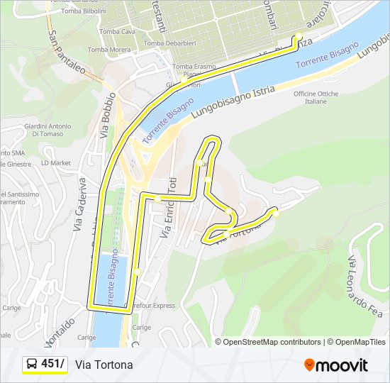 Percorso linea bus 451/