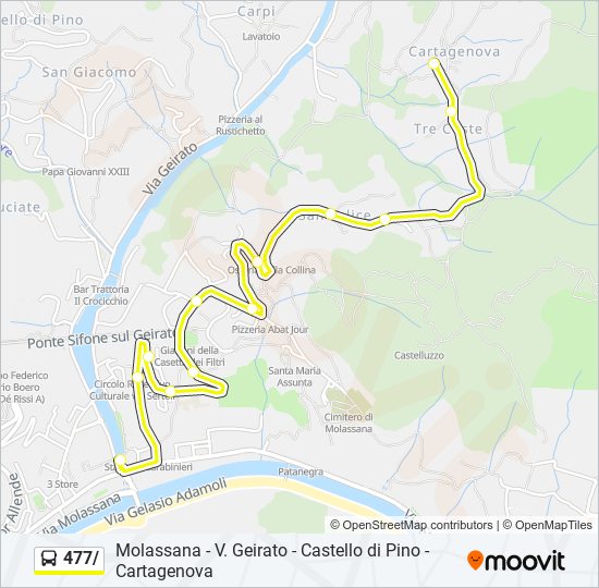 Percorso linea bus 477/