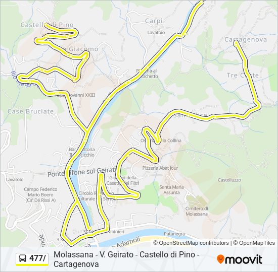 Percorso linea bus 477/