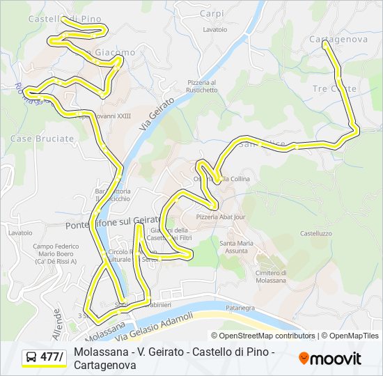 Percorso linea bus 477/