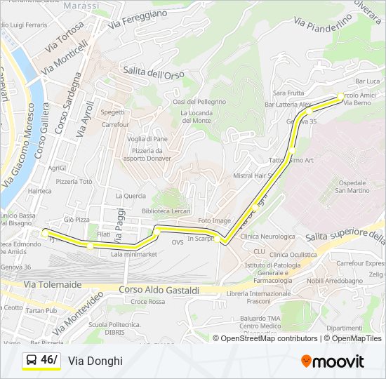 Percorso linea bus 46/