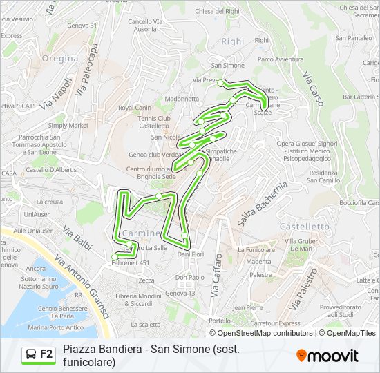 Percorso linea bus F2