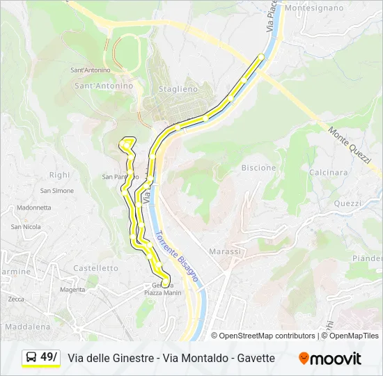 Percorso linea bus 49/