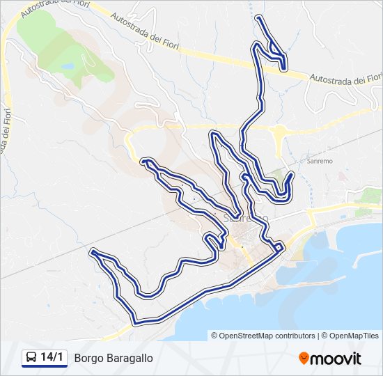 Percorso linea bus 14/1