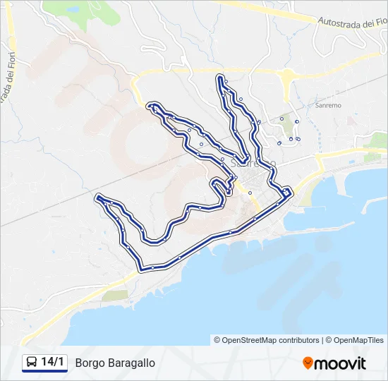 14/1 Bus Line Map