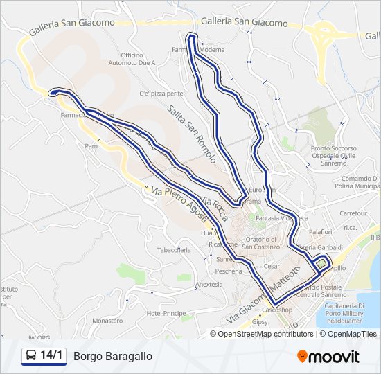 14/1 bus Line Map