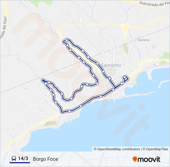 Percorso linea bus 14/3