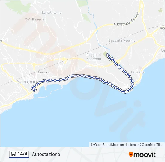 Percorso linea bus 14/4