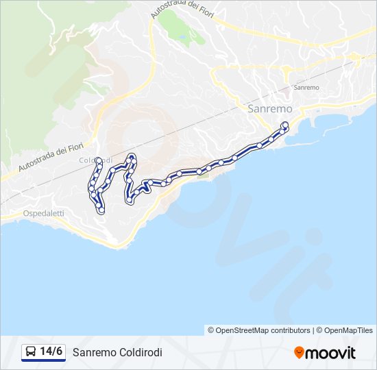 Percorso linea bus 14/6