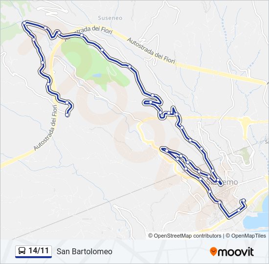 Percorso linea bus 14/11