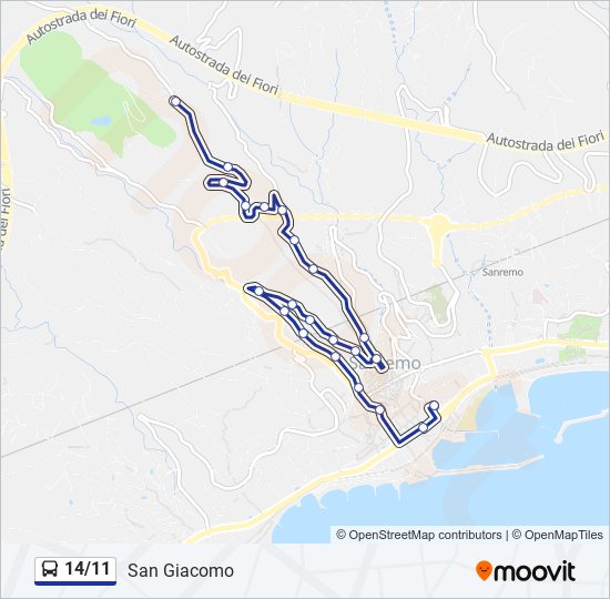 Percorso linea bus 14/11