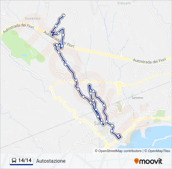 14/14 Bus Line Map