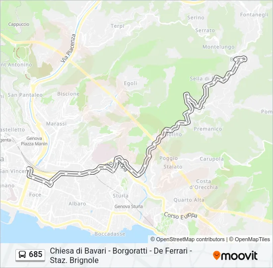 685 Bus Line Map