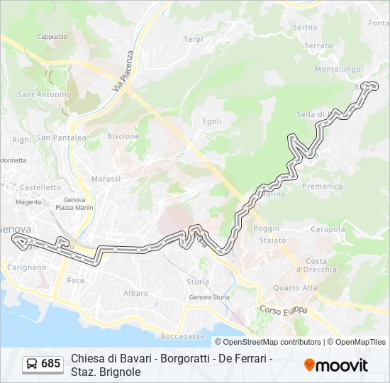 685 bus Line Map