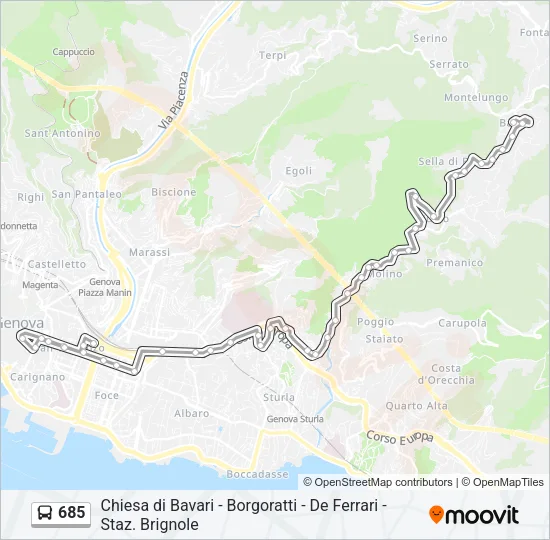 685 Bus Line Map