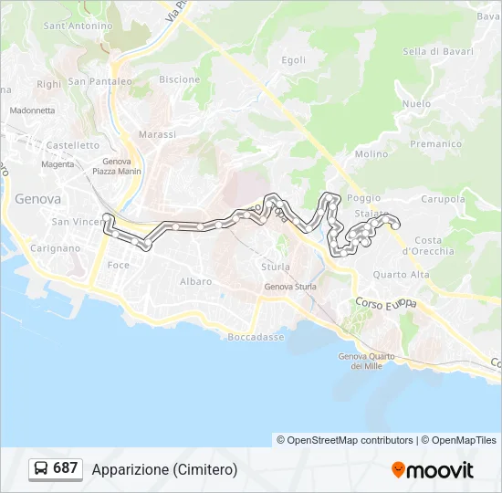 687 Bus Line Map