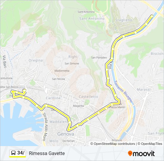 Percorso linea bus 34/