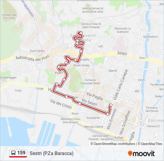 Percorso linea bus 159