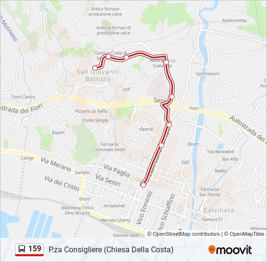 Percorso linea bus 159