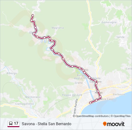 Percorso linea bus 17