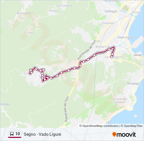 Percorso linea bus 10