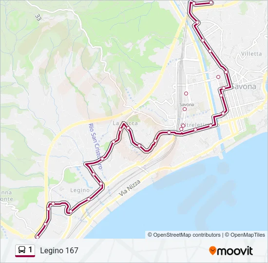 1 Bus Line Map